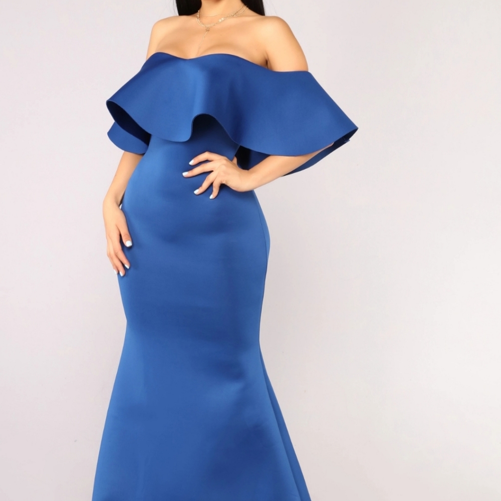 Off-the-shoulder Royal Blue Dress
